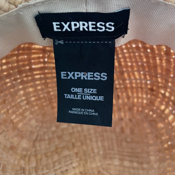 Express Raffia Boho Straw Beach Hat With Blue Fringed Band - Picture 3 of 3